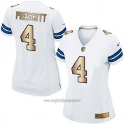 Maglia NFL Limited Donna Dallas Cowboys 4 Dak Prescott Elite Bianco Or
