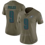 Maglia NFL Limited Donna Philadelphia Eagles 9 Nick Foles Verde Stitched 2017 Salute To Service