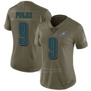 Maglia NFL Limited Donna Philadelphia Eagles 9 Nick Foles Verde Stitched 2017 Salute To Service