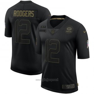 Maglia NFL Limited Green Bay Packers Rodgers 2020 Salute To Service Nero