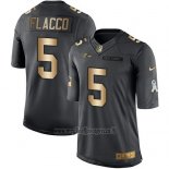 Maglia NFL Gold Anthracite Baltimore Ravens Flacco Salute To Service 2016 Nero