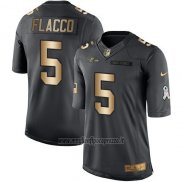 Maglia NFL Gold Anthracite Baltimore Ravens Flacco Salute To Service 2016 Nero