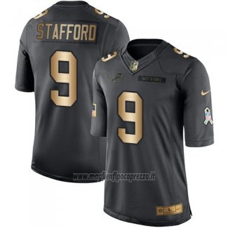 Maglia NFL Gold Anthracite Detroit Lions Stafford Salute To Service 2016 Nero