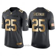 Maglia NFL Gold Anthracite Seattle Seahawks Sherman Salute To Service 2016 Nero