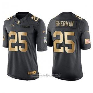 Maglia NFL Gold Anthracite Seattle Seahawks Sherman Salute To Service 2016 Nero