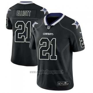 Maglia NFL Limited Dallas Cowboys Ezekiel Elliott Nero Color Rush 2018 Lights Out