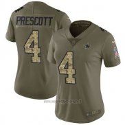 Maglia NFL Limited Donna Dallas Cowboys 4 Dak Prescott Verde Stitched 2017 Salute To Service