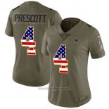 Maglia NFL Limited Donna Dallas Cowboys 4 Dak Prescott Verde USA Flag Stitched 2017 Salute To Service