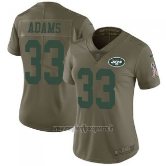Maglia NFL Limited Donna New York Jets 33 Jamal Adams Verde Stitched 2017 Salute To Service