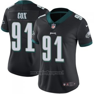 Maglia NFL Limited Donna Philadelphia Eagles 91 Fletcher Cox Nero Alternate Stitched Vapor Untouchable