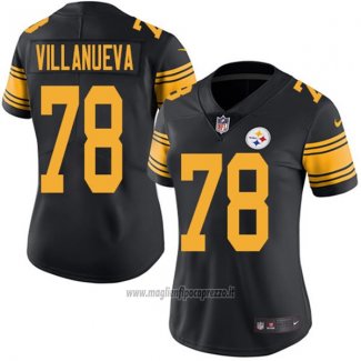 Maglia NFL Limited Donna Pittsburgh Steelers 78 Villanueva Nero