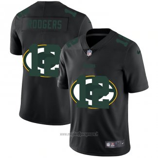 Maglia NFL Limited Green Bay Packers Rodgers Logo Dual Overlap Nero