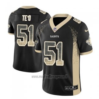 Maglia NFL Limited New Orleans Saints Manti Te'o Saints Nero 2018 Rush Drift Fashion