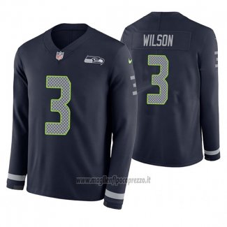Maglia NFL Therma Manica Lunga Seattle Seahawks Russell Wilson Blu